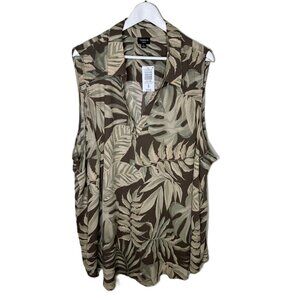 NWT Torrid Harper Sleeveless Brown Tropical Print Blouse, Semi-Sheer, Size 5X